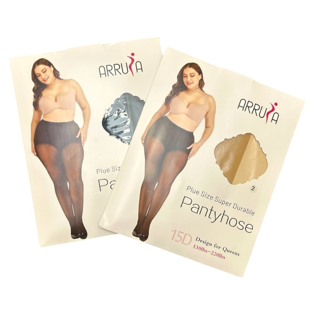 WOMEN’S ARRUSA NUDE PANTYHOSE STOCKINGS NYLONS Plus SIZE QUEEN PLUS 15D Hose